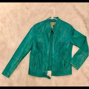 Turquoise leather jacket boho western